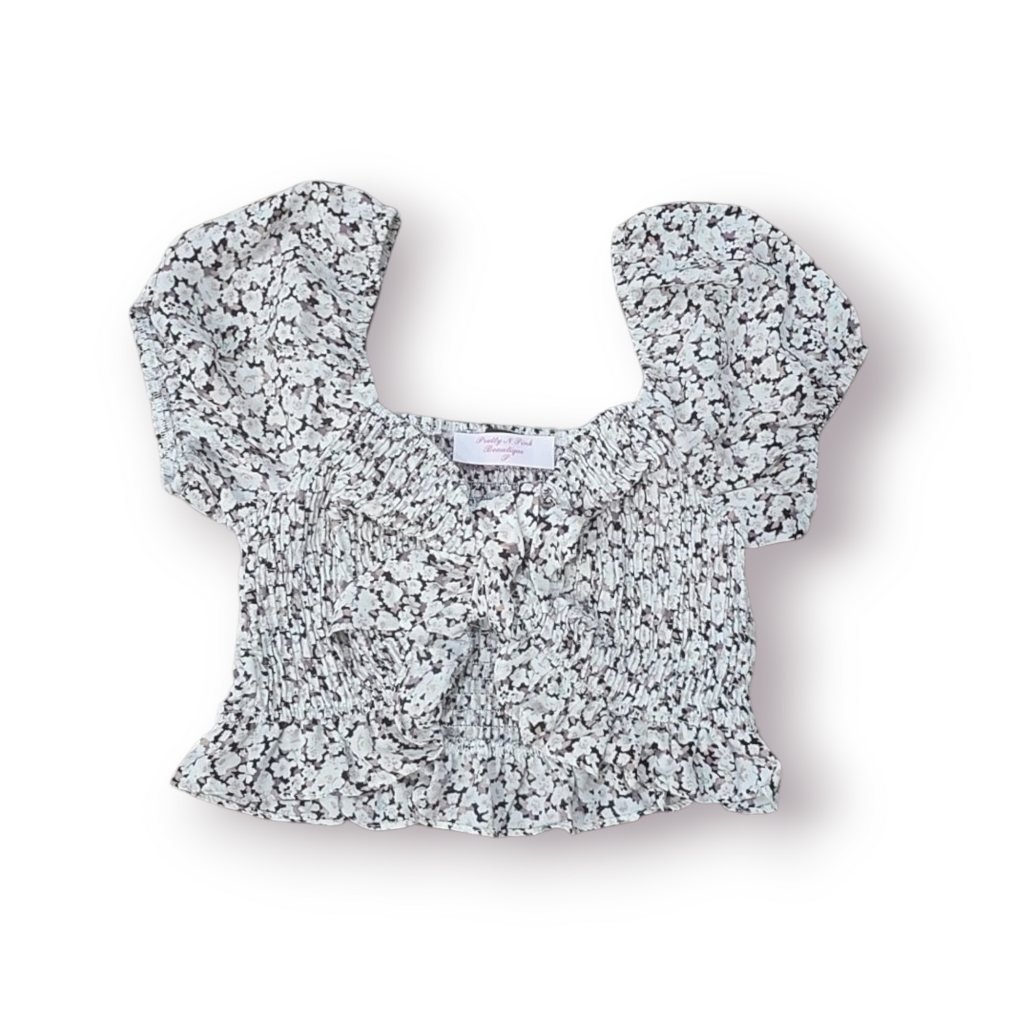 Flowery Front Tie Top ♡