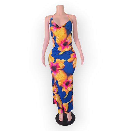 Blue&Yellow Floral Dress ♡