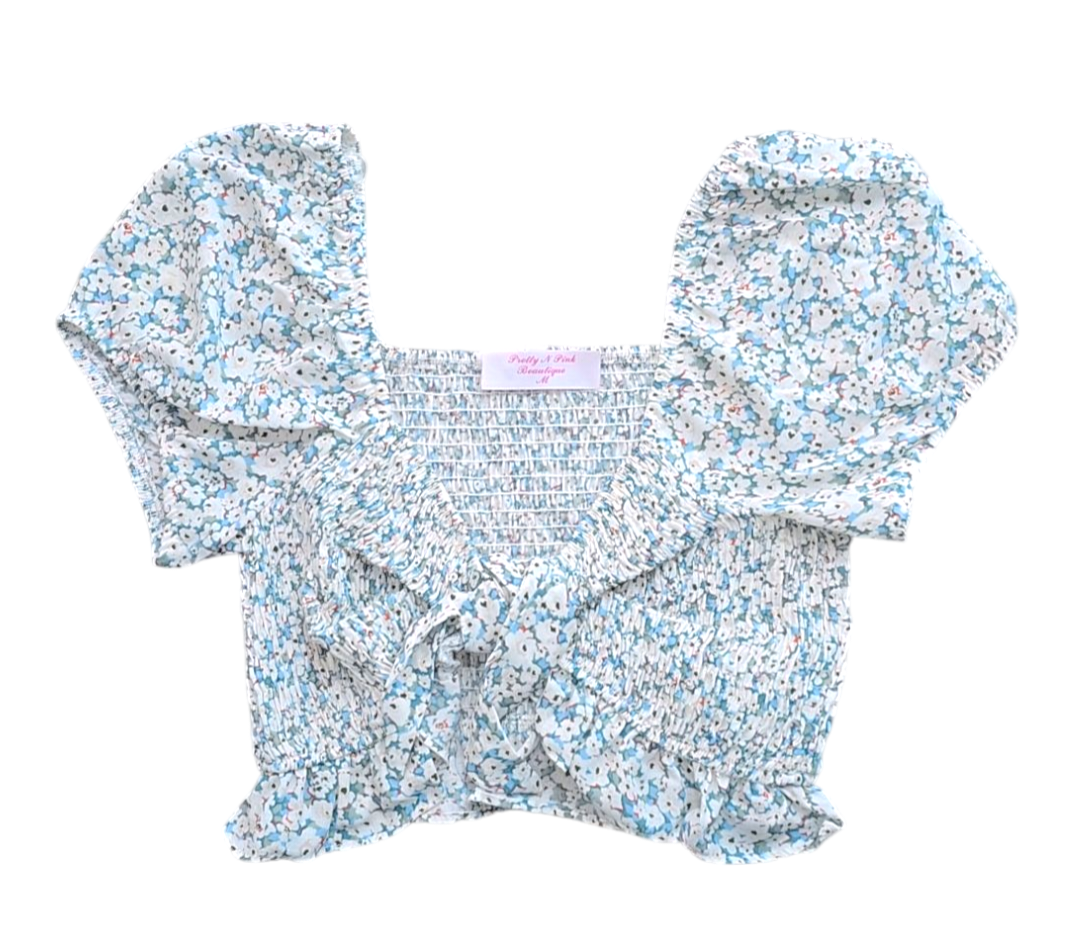 Flowery Front Tie Top ♡